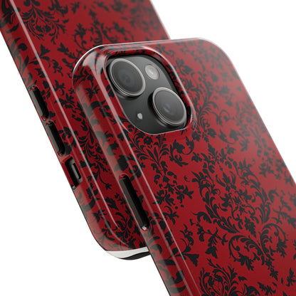 Elegant Red Floral Tough Phone Case - Durable, Stylish Protection for Your Device