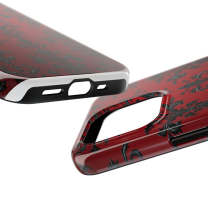 Elegant Red Floral Tough Phone Case - Stylish Protection for Your Device