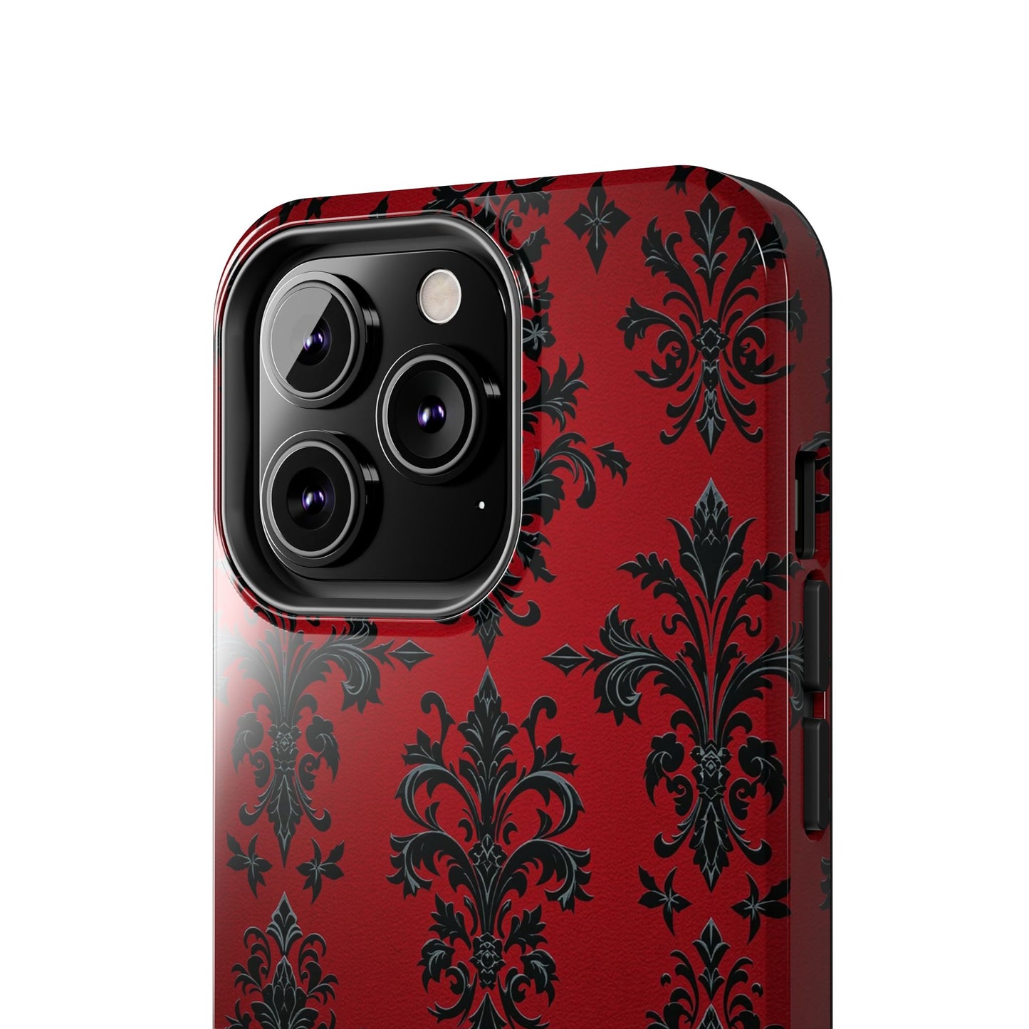 Elegant Red Floral Tough Phone Case - Stylish Protection for Your Device