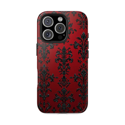 Elegant Red Floral Tough Phone Case - Stylish Protection for Your Device