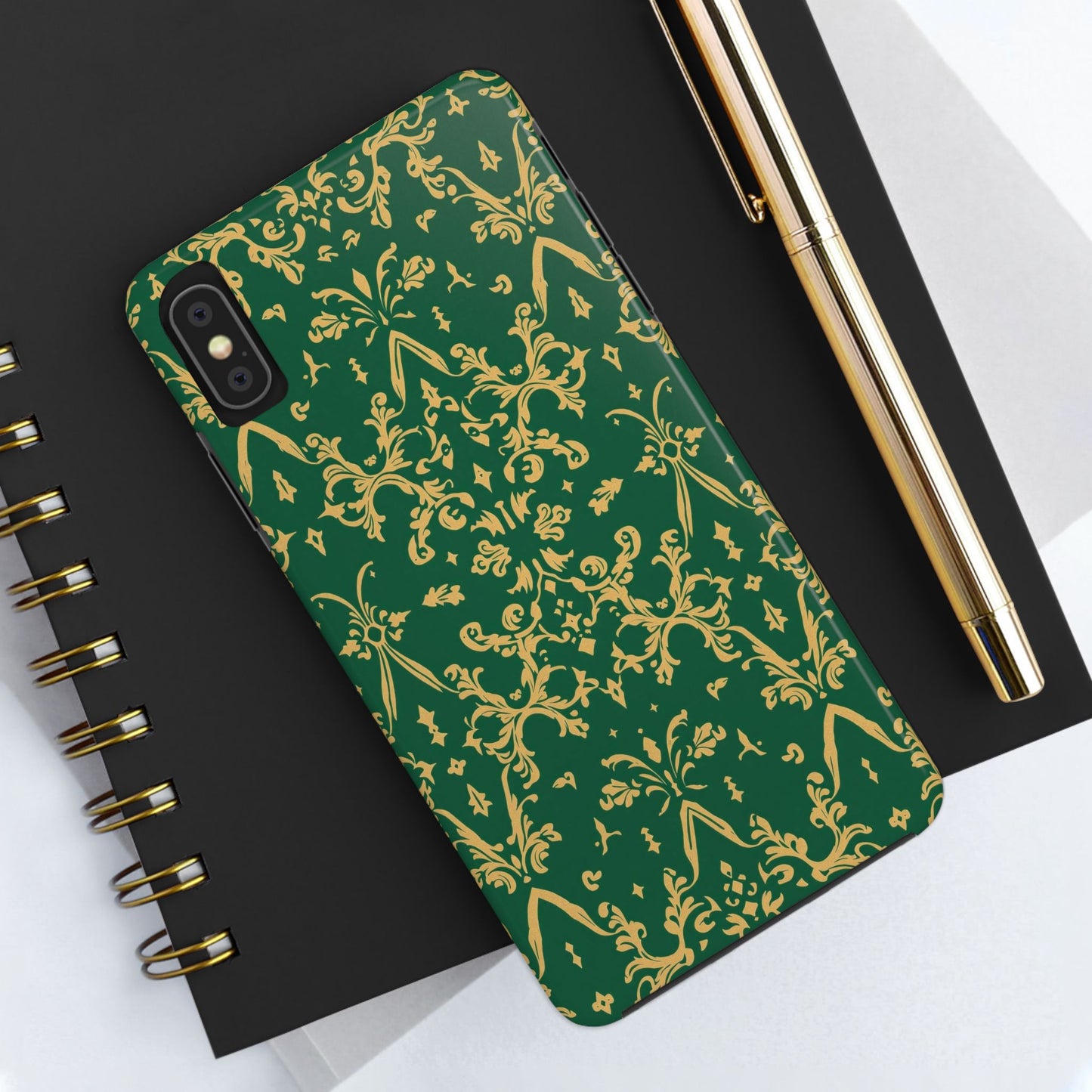 Elegant Damask Green Tough Phone Case