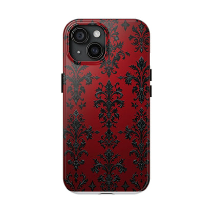 Elegant Red Floral Tough Phone Case - Stylish Protection for Your Device