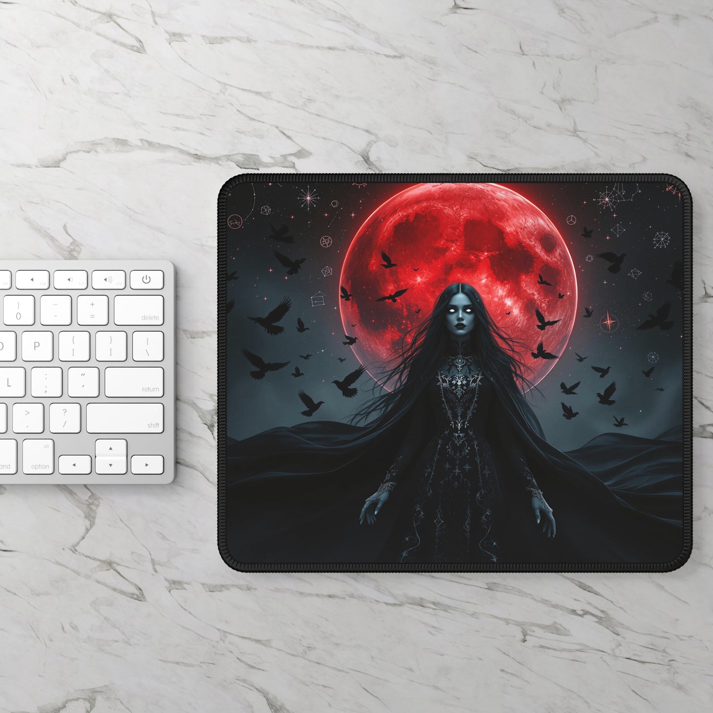 Gothic Gaming Mouse Pad - Dark Moonlit Aesthetic Design