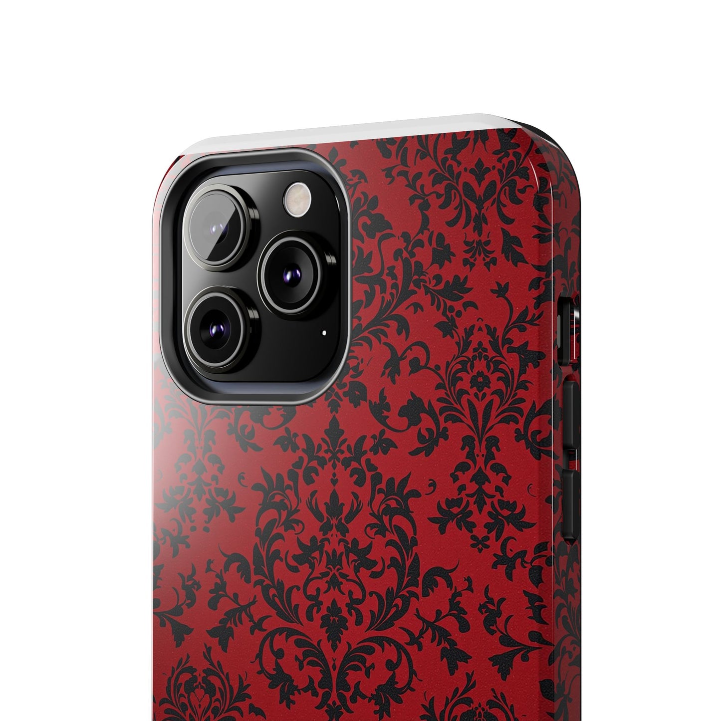 Elegant Red Floral Tough Phone Case - Durable, Stylish Protection for Your Device