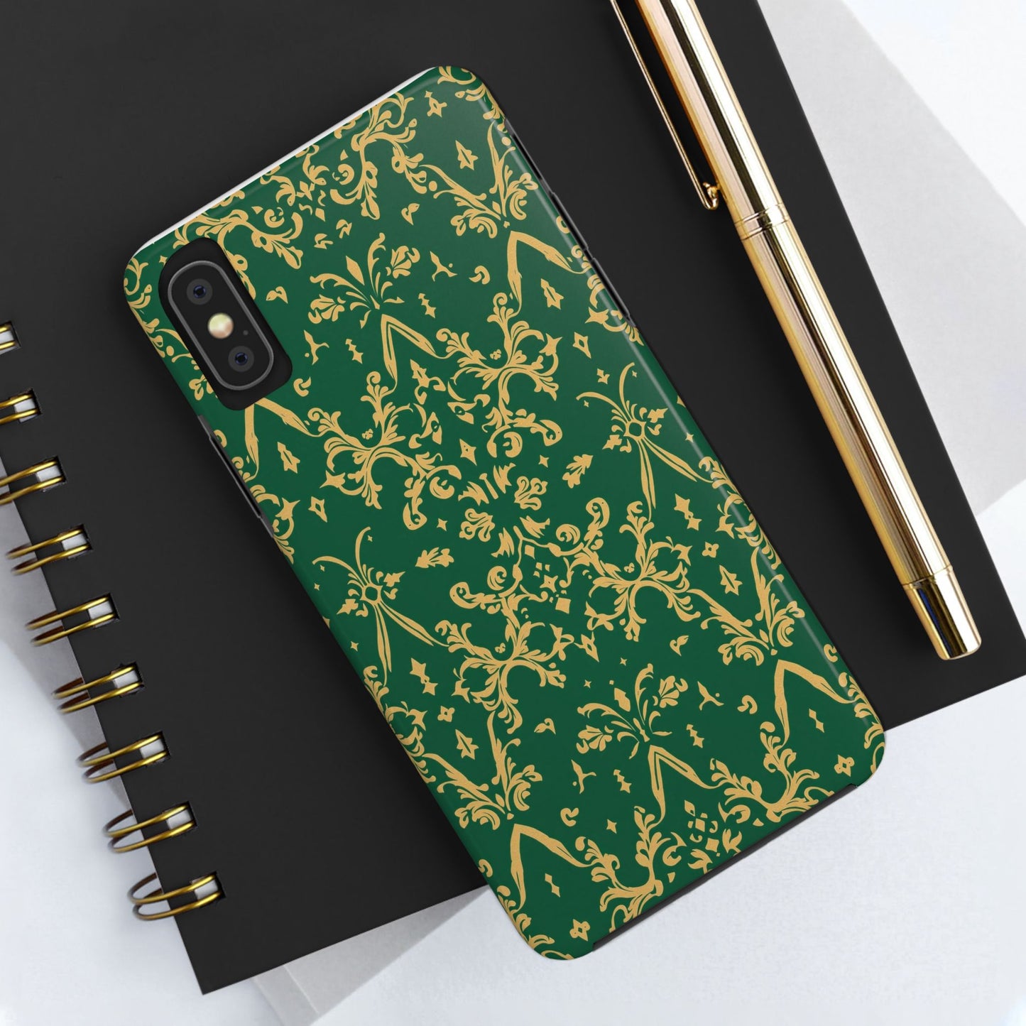 Elegant Damask Green Tough Phone Case