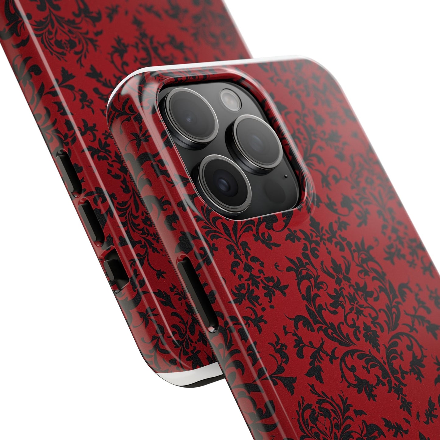 Elegant Red Floral Tough Phone Case - Durable, Stylish Protection for Your Device