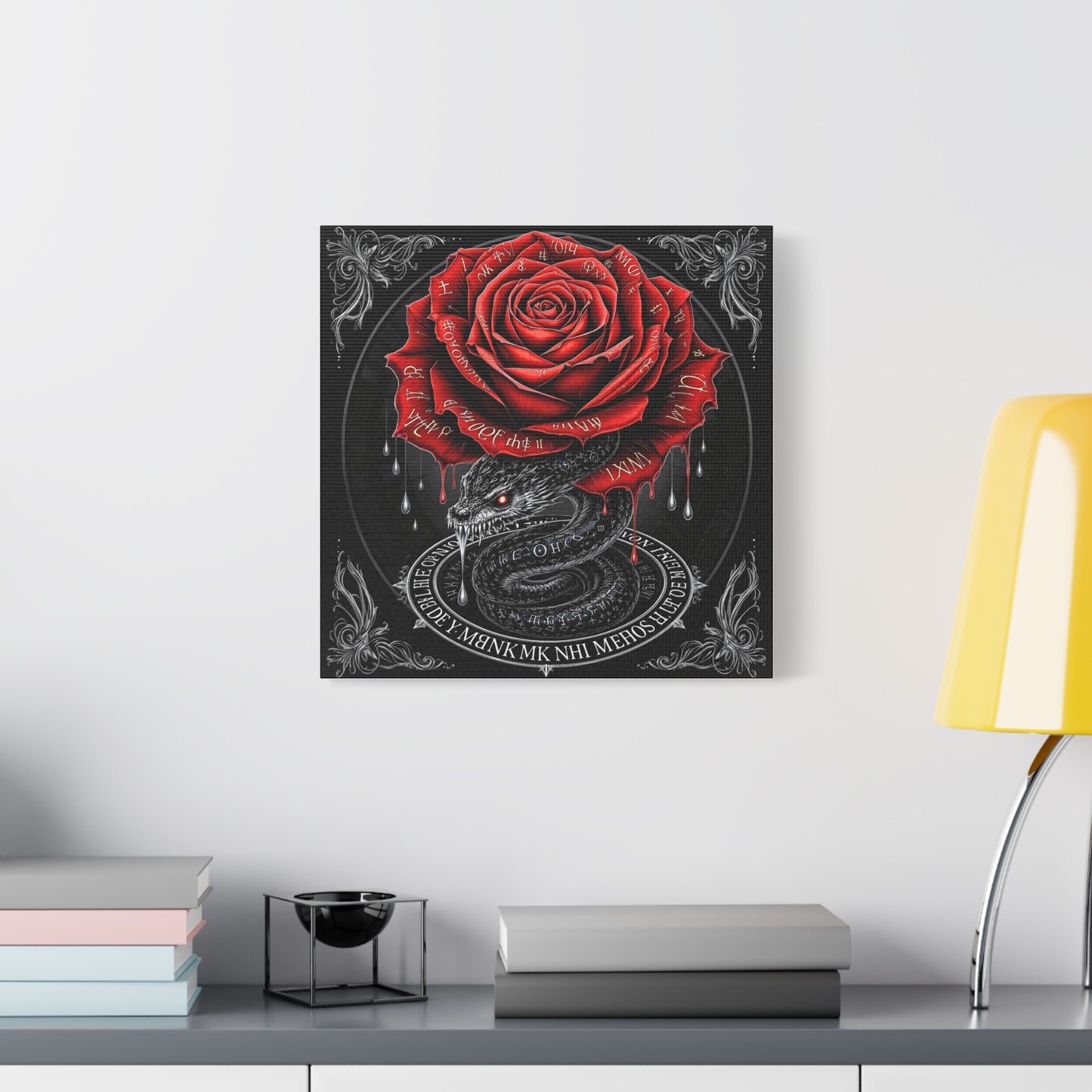 Gothic Rose Snake Canvas Art – Dark Fantasy Wall Decor