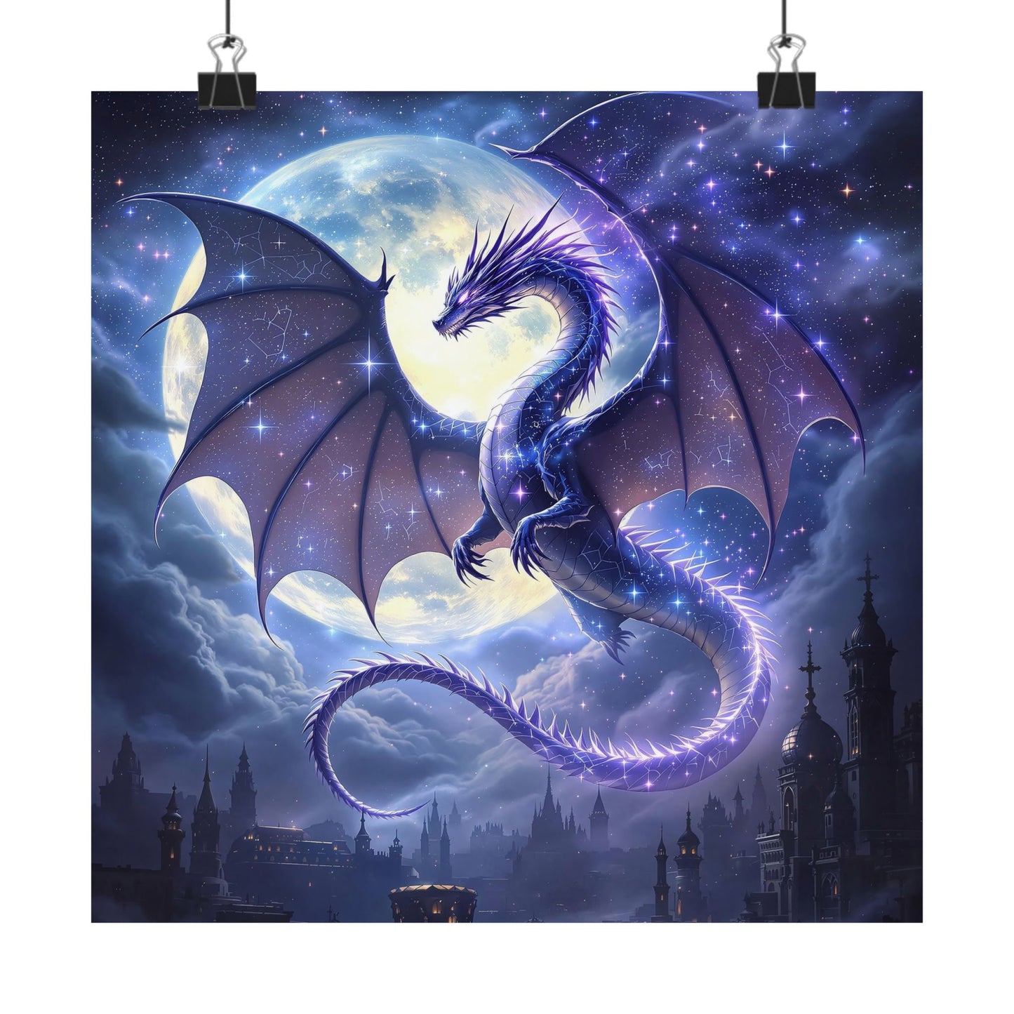 Majestic Dragon Moon Poster - Fantasy Wall Art Decor for Home & Office