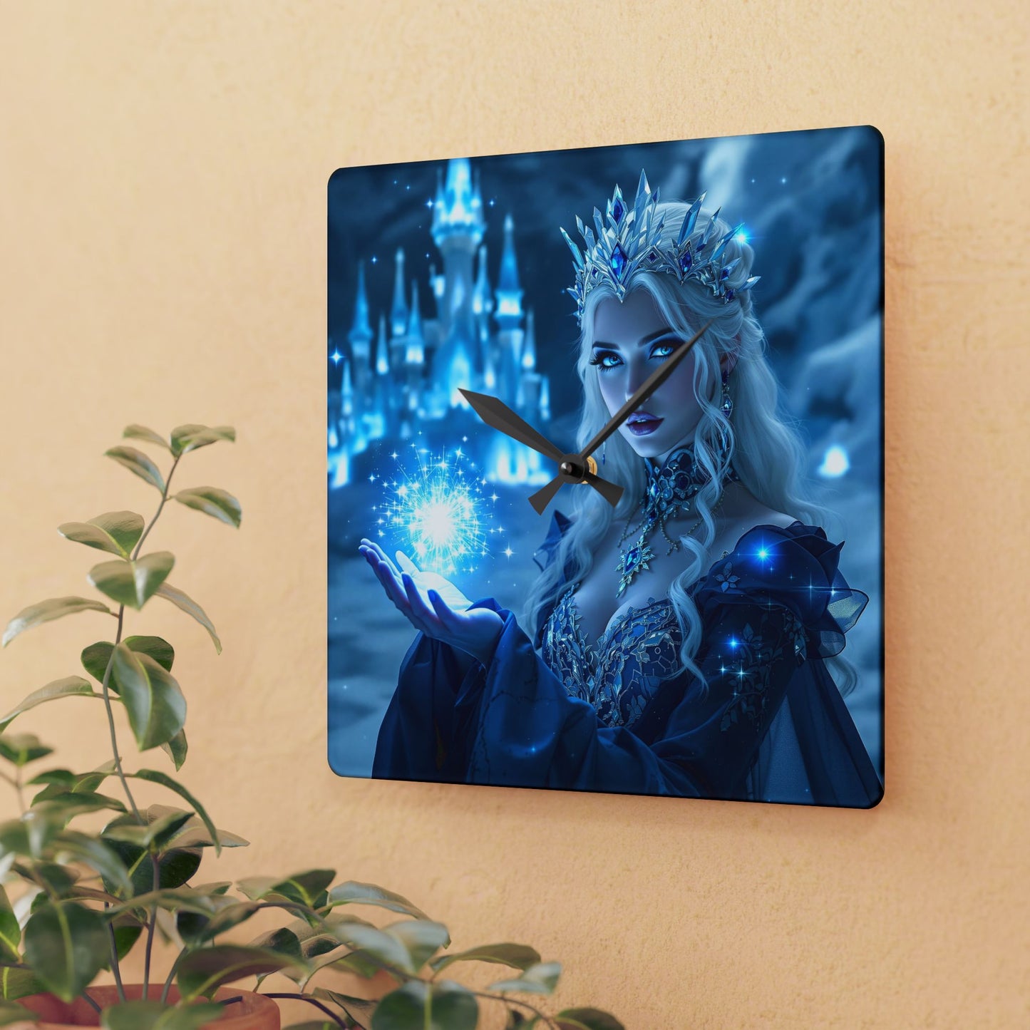 Magical Ice Queen Acrylic Wall Clock - Enchanting Home Decor