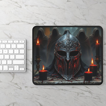 Gaming Mouse Pad - Dark Knight Helm Design with Candles