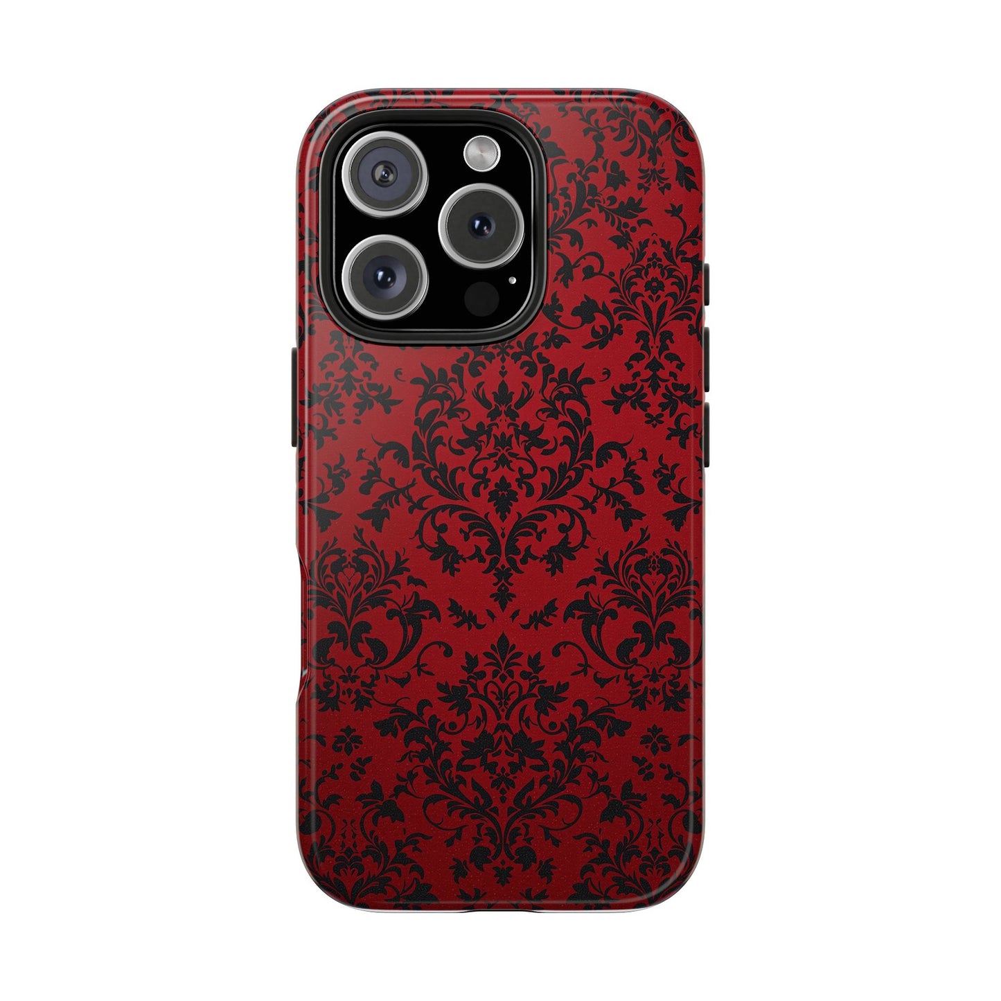 Elegant Red Floral Tough Phone Case - Durable, Stylish Protection for Your Device