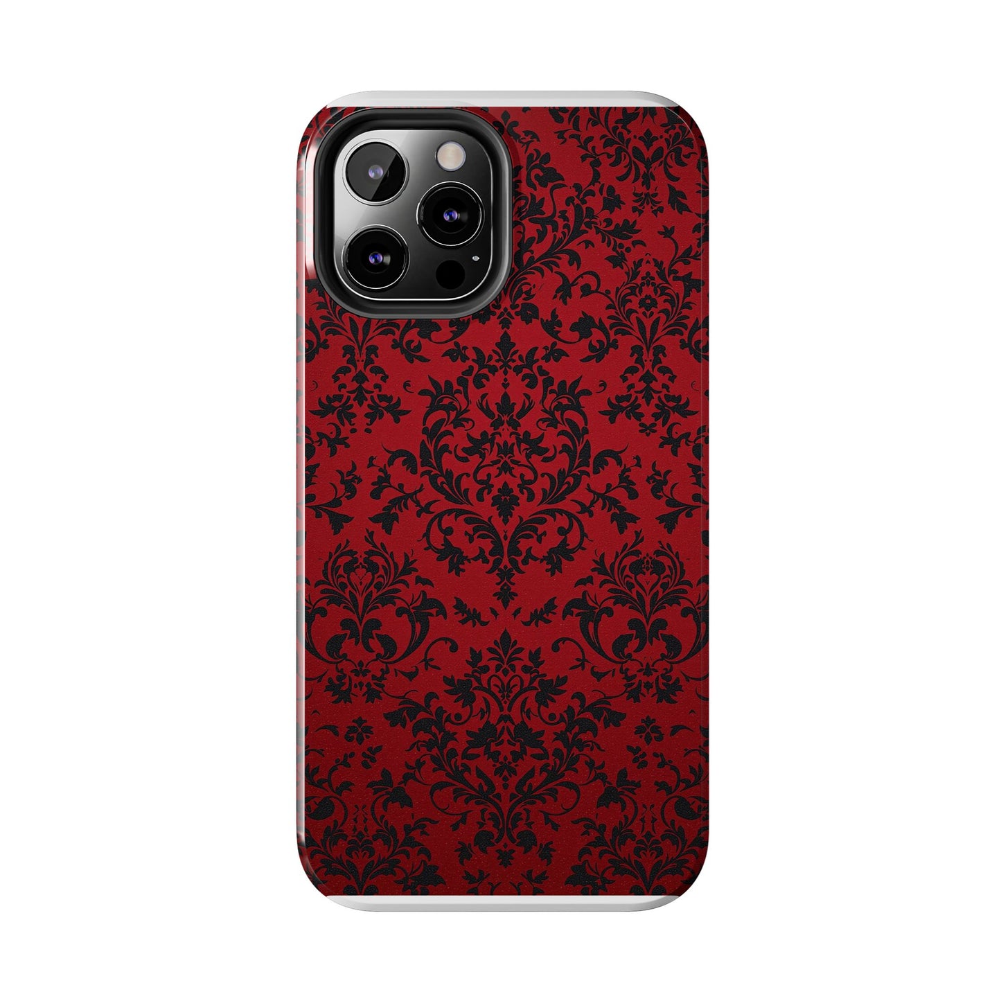 Elegant Red Floral Tough Phone Case - Durable, Stylish Protection for Your Device