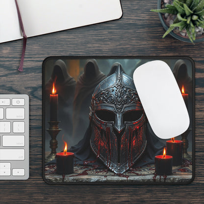 Gaming Mouse Pad - Dark Knight Helm Design with Candles