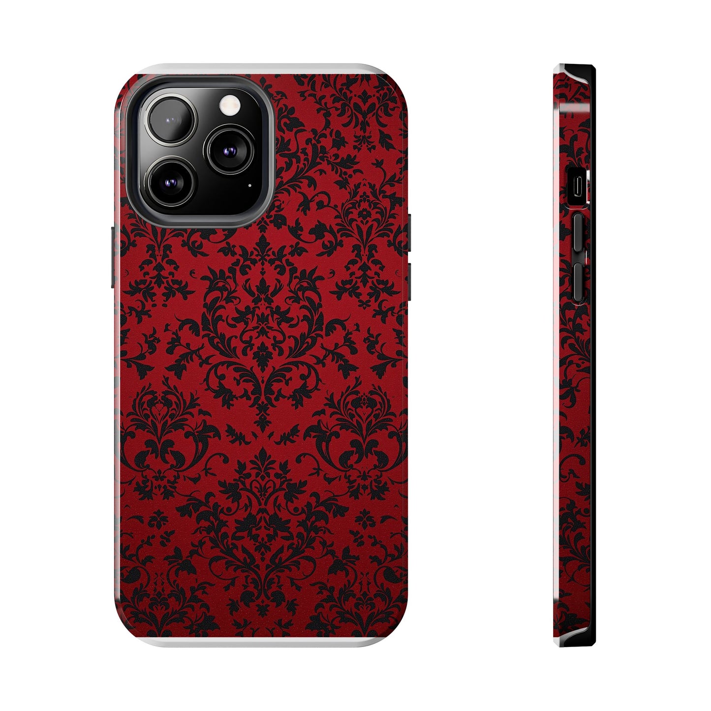 Elegant Red Floral Tough Phone Case - Durable, Stylish Protection for Your Device