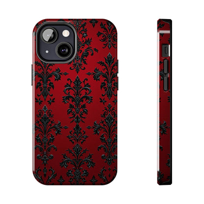 Elegant Red Floral Tough Phone Case - Stylish Protection for Your Device