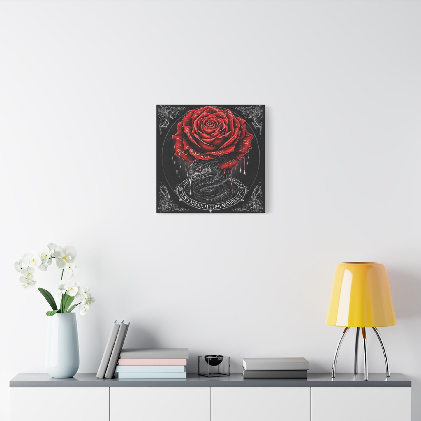 Gothic Rose Snake Canvas Art – Dark Fantasy Wall Decor