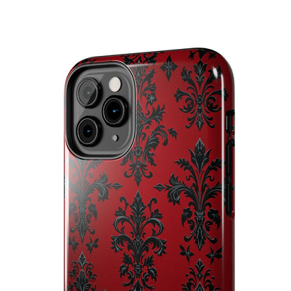 Elegant Red Floral Tough Phone Case - Stylish Protection for Your Device