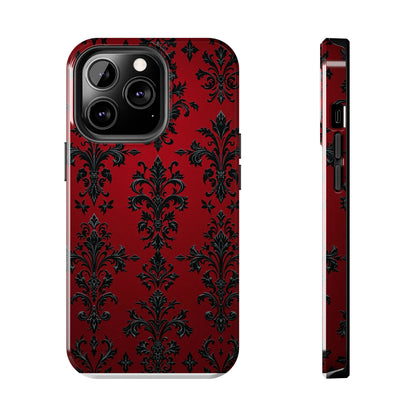 Elegant Red Floral Tough Phone Case - Stylish Protection for Your Device