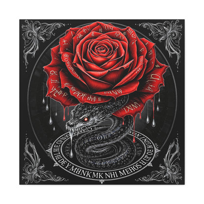 Gothic Rose Snake Canvas Art – Dark Fantasy Wall Decor