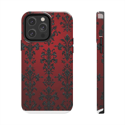 Elegant Red Floral Tough Phone Case - Stylish Protection for Your Device