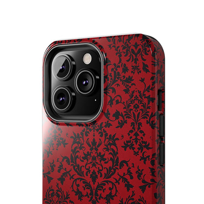 Elegant Red Floral Tough Phone Case - Durable, Stylish Protection for Your Device