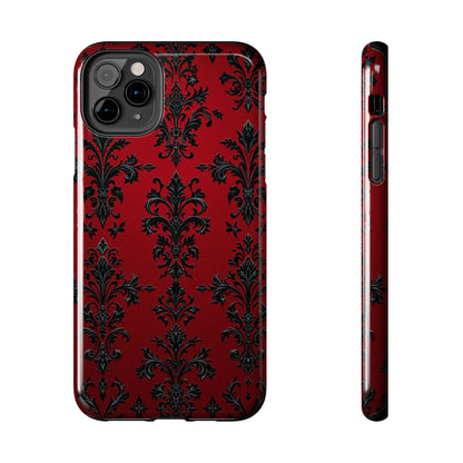 Elegant Red Floral Tough Phone Case - Stylish Protection for Your Device