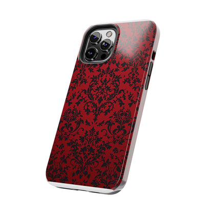 Elegant Red Floral Tough Phone Case - Durable, Stylish Protection for Your Device