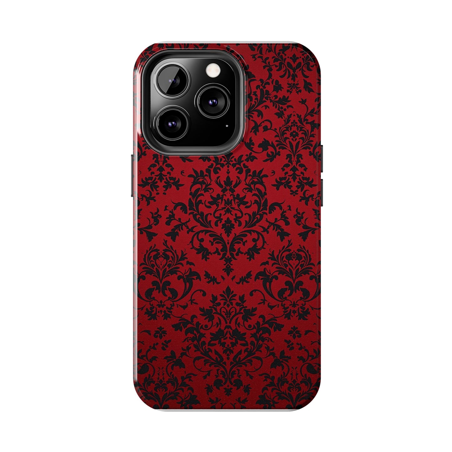 Elegant Red Floral Tough Phone Case - Durable, Stylish Protection for Your Device