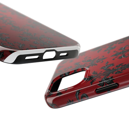 Elegant Red Floral Tough Phone Case - Stylish Protection for Your Device