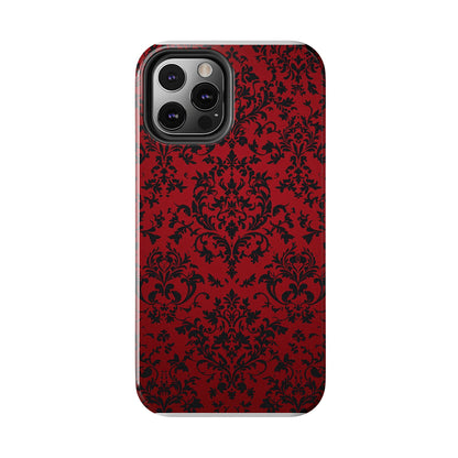 Elegant Red Floral Tough Phone Case - Durable, Stylish Protection for Your Device