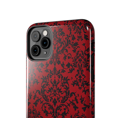 Elegant Red Floral Tough Phone Case - Durable, Stylish Protection for Your Device