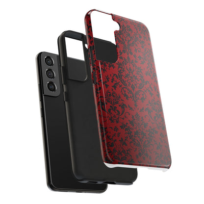 Elegant Red Floral Tough Phone Case - Durable, Stylish Protection for Your Device