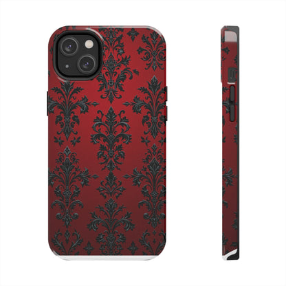 Elegant Red Floral Tough Phone Case - Stylish Protection for Your Device