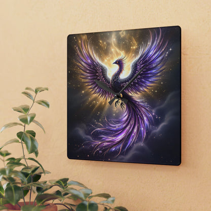 Mystical Phoenix Acrylic Wall Clock - Ethereal Home Decor for Dreamers