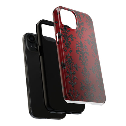 Elegant Red Floral Tough Phone Case - Stylish Protection for Your Device