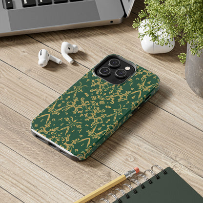 Elegant Damask Green Tough Phone Case