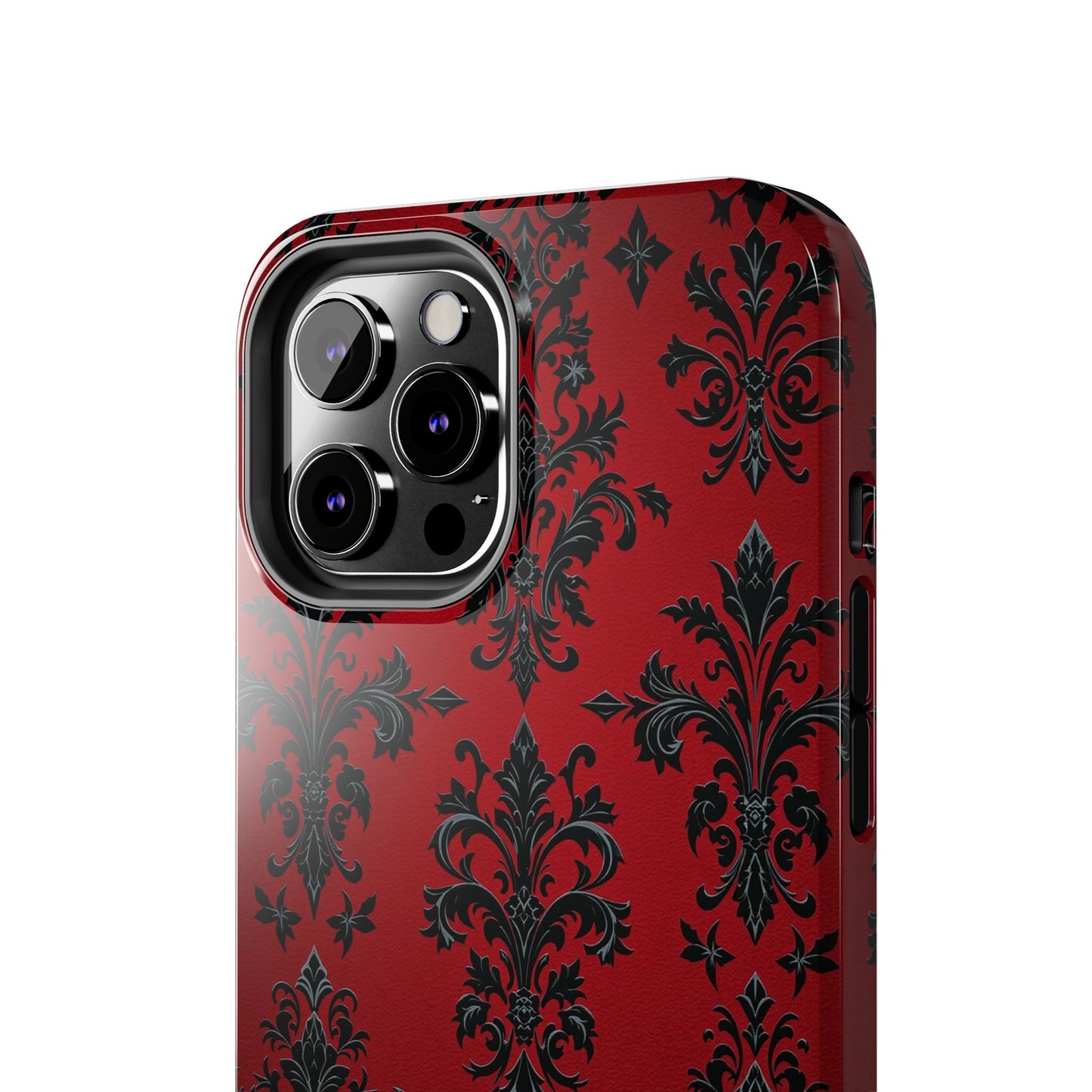 Elegant Red Floral Tough Phone Case - Stylish Protection for Your Device